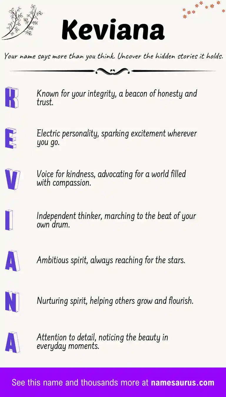 Acrostic poem about Keviana.