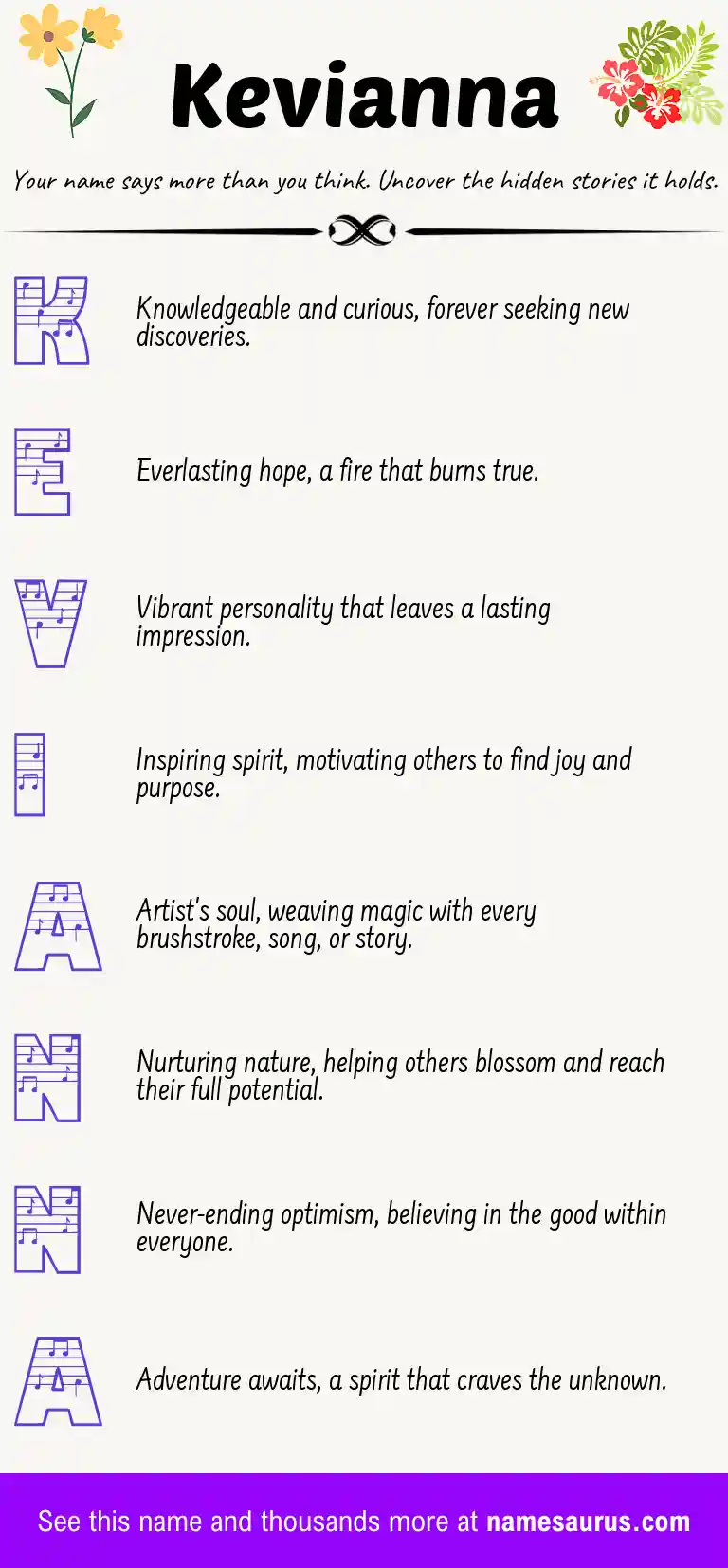 Acrostic poem about Kevianna.