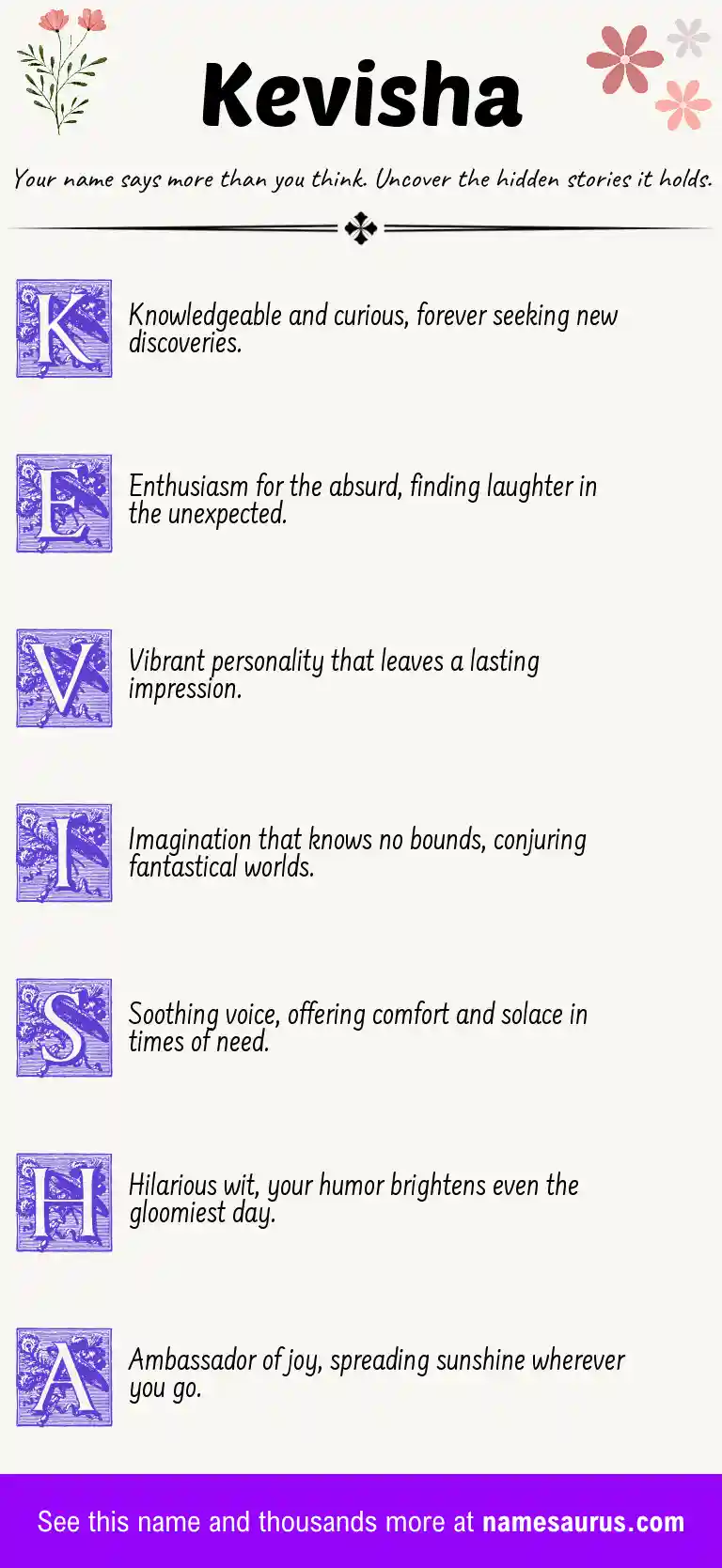 Acrostic poem about Kevisha.