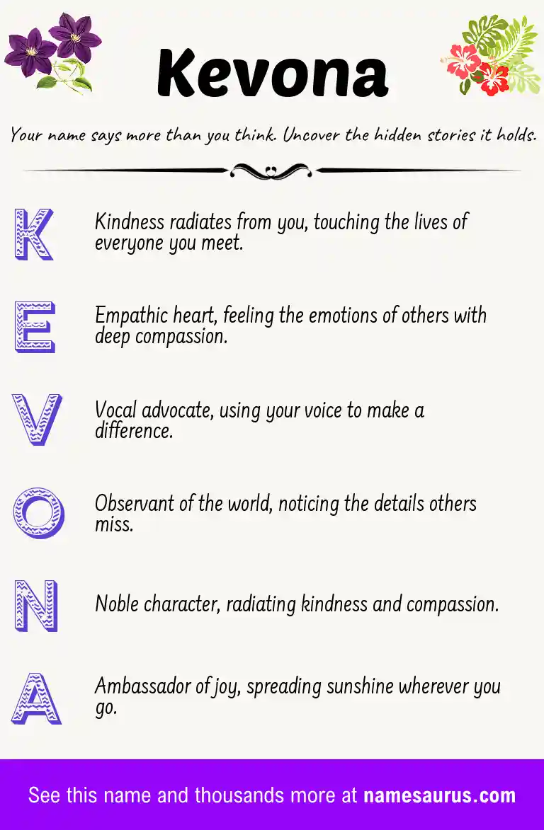 Acrostic poem about Kevona.