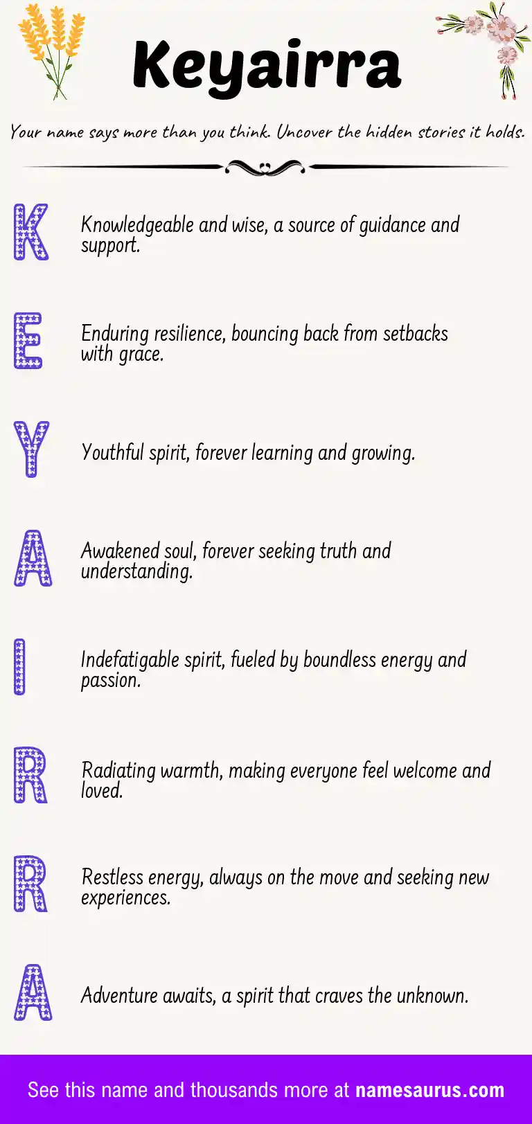Acrostic poem about Keyairra.