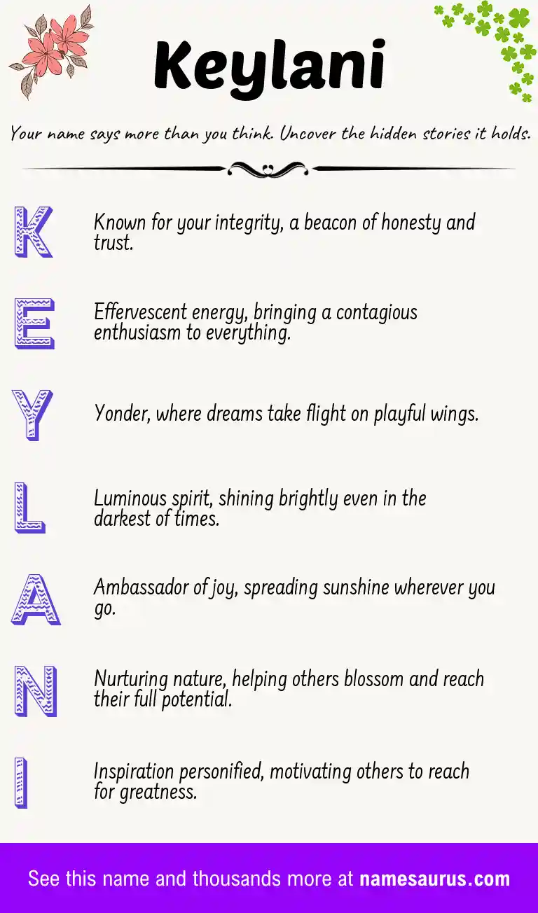 Acrostic poem about Keylani.
