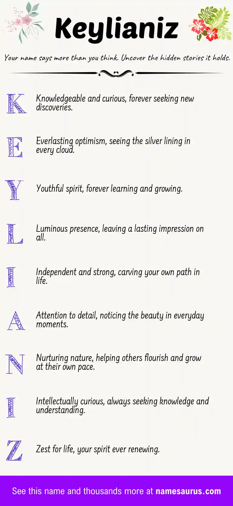 Acrostic poem about Keylianiz.