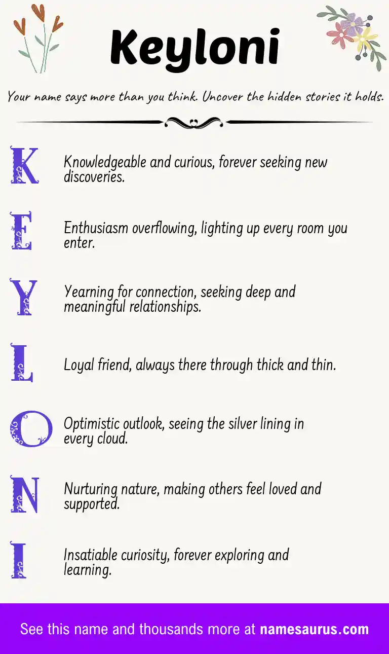 Acrostic poem about Keyloni.