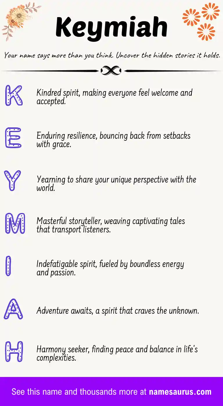 Acrostic poem about Keymiah.