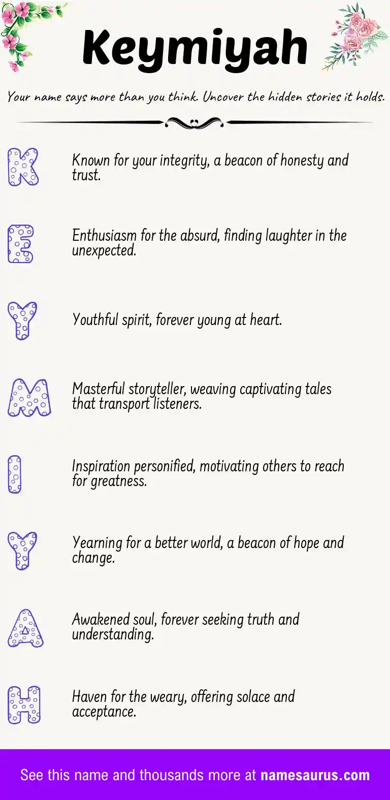 Acrostic poem about Keymiyah.