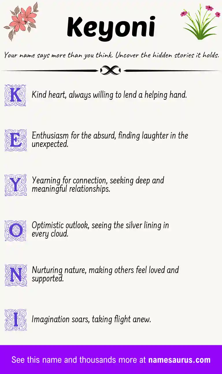 Acrostic poem about Keyoni.