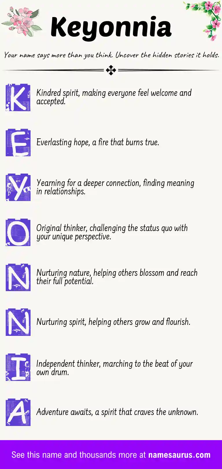 Acrostic poem about Keyonnia.
