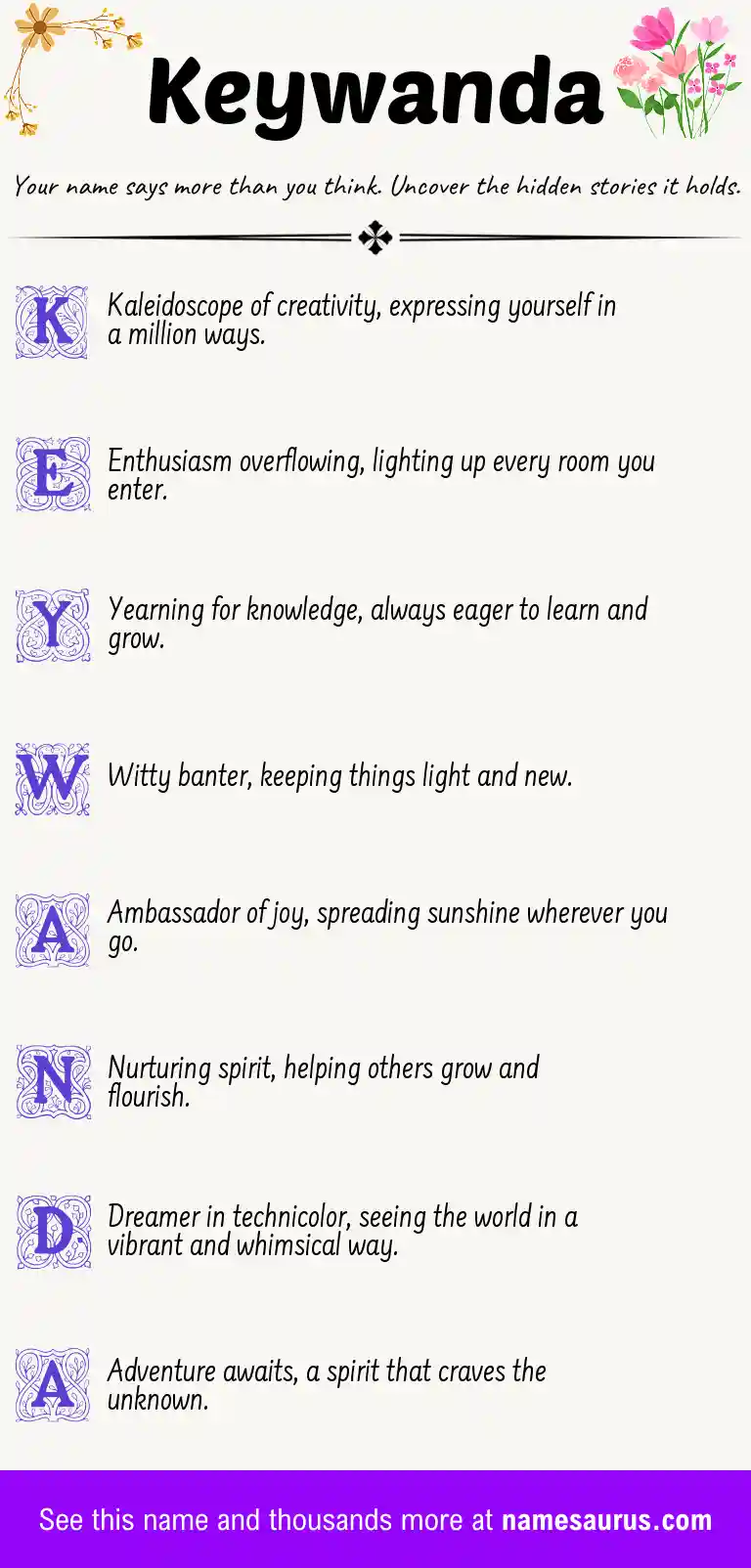 Acrostic poem about Keywanda.