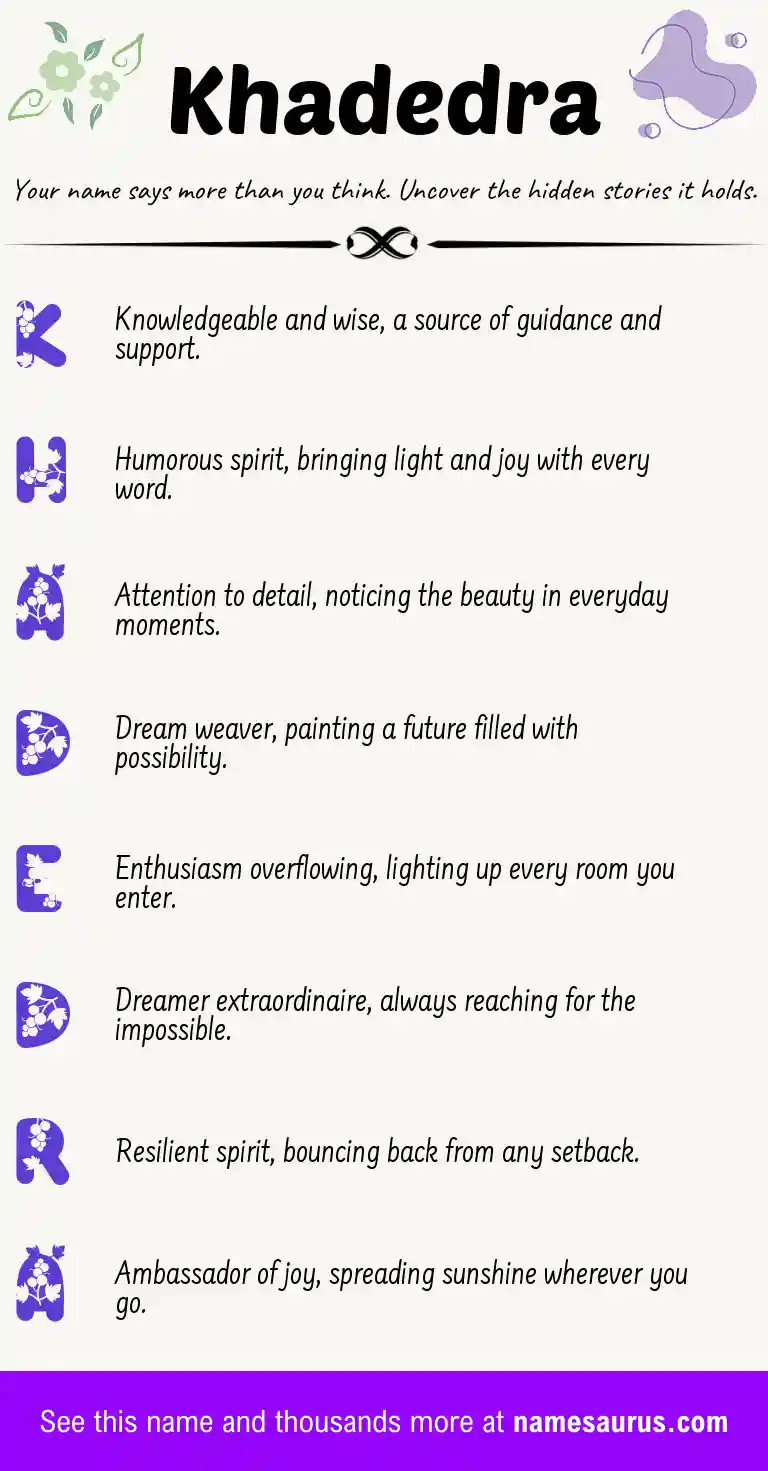 Acrostic poem about Khadedra.