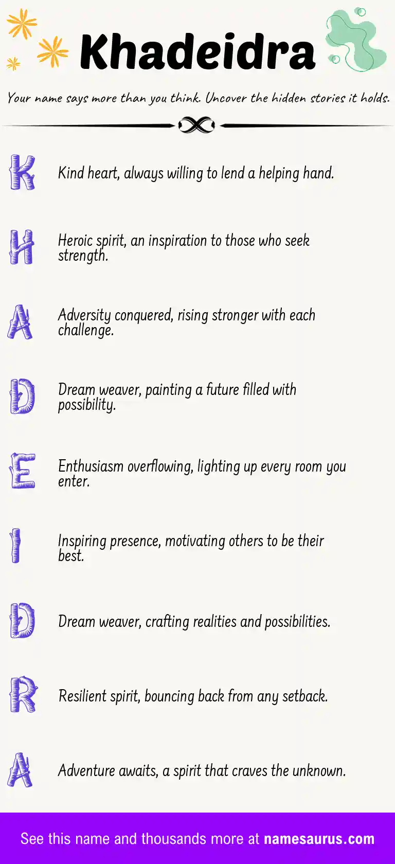 Acrostic poem about Khadeidra.