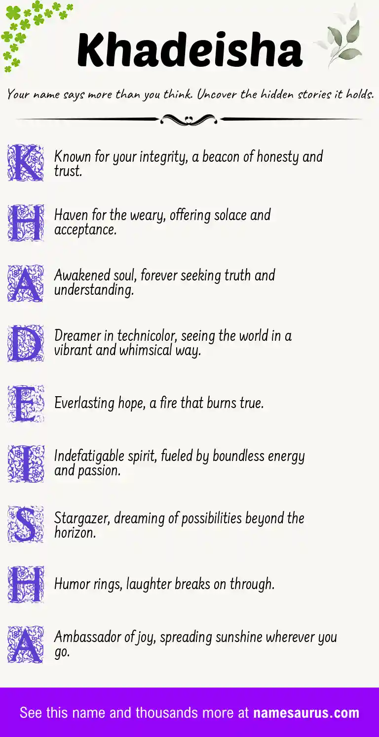 Acrostic poem about Khadeisha.