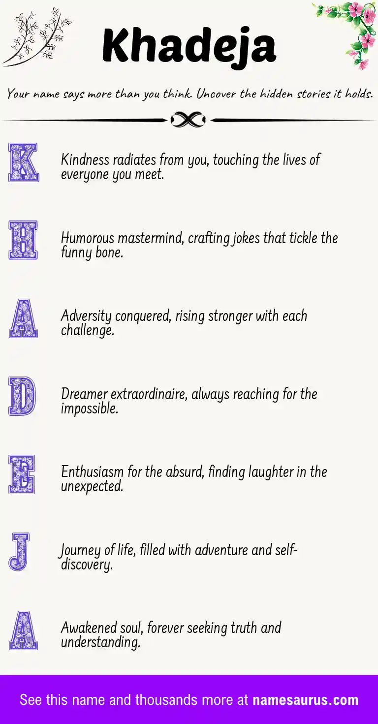 Acrostic poem about Khadeja.
