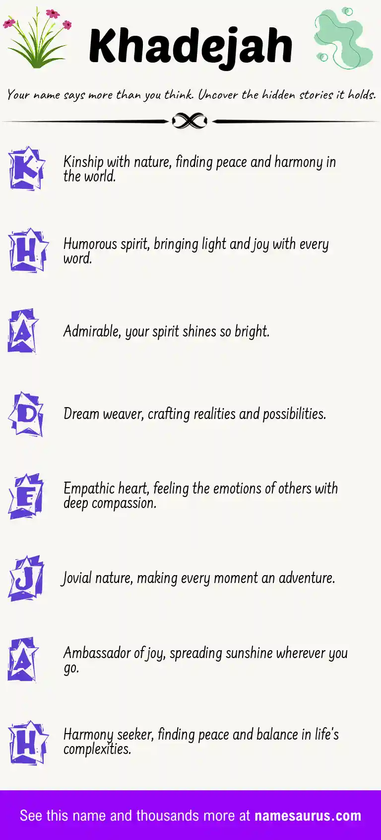 Acrostic poem about Khadejah.