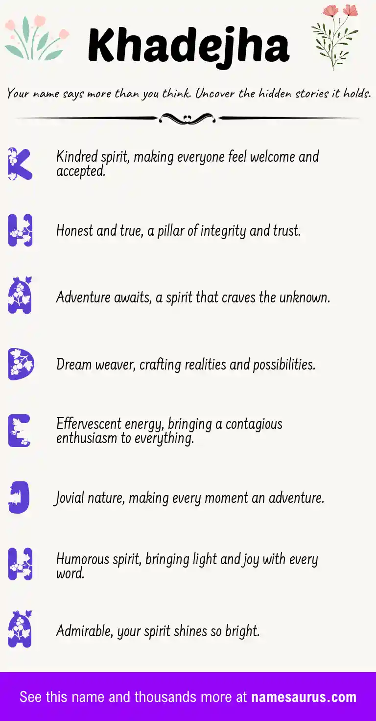 Acrostic poem about Khadejha.