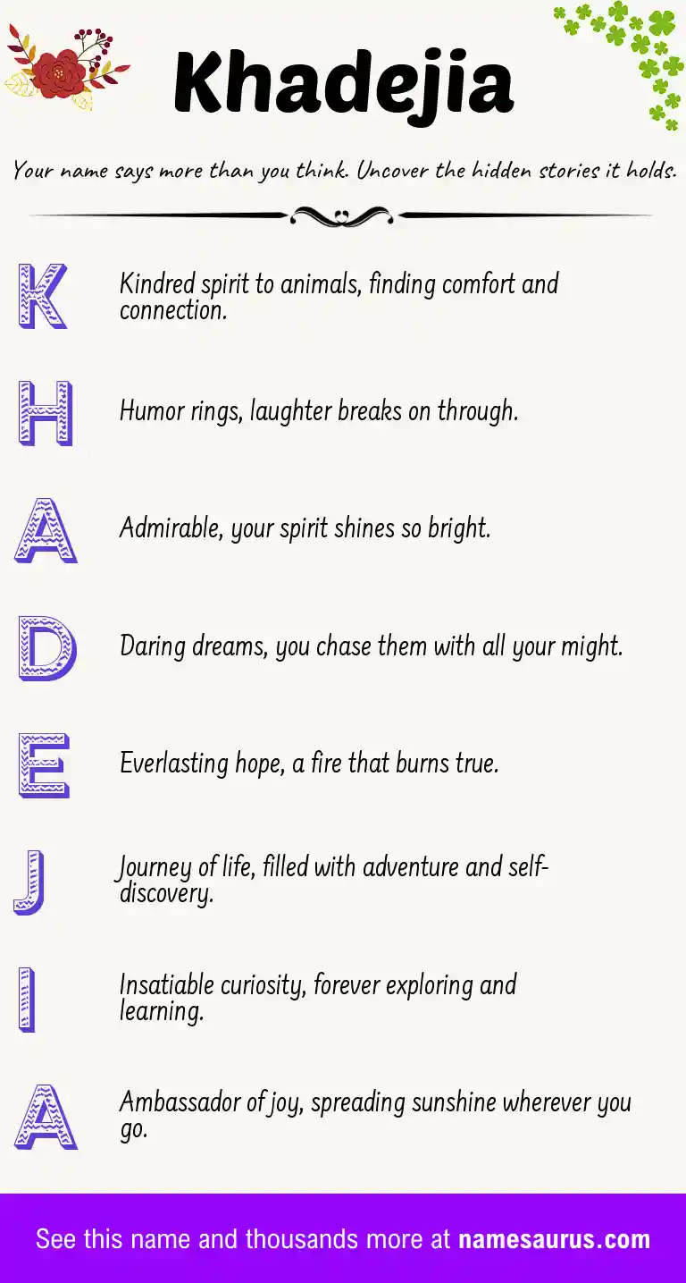 Acrostic poem about Khadejia.