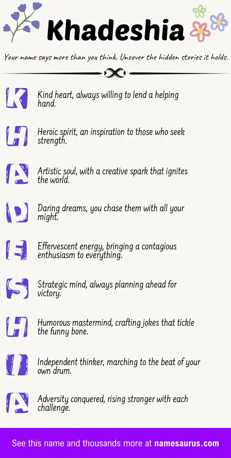 Acrostic poem about Khadeshia.