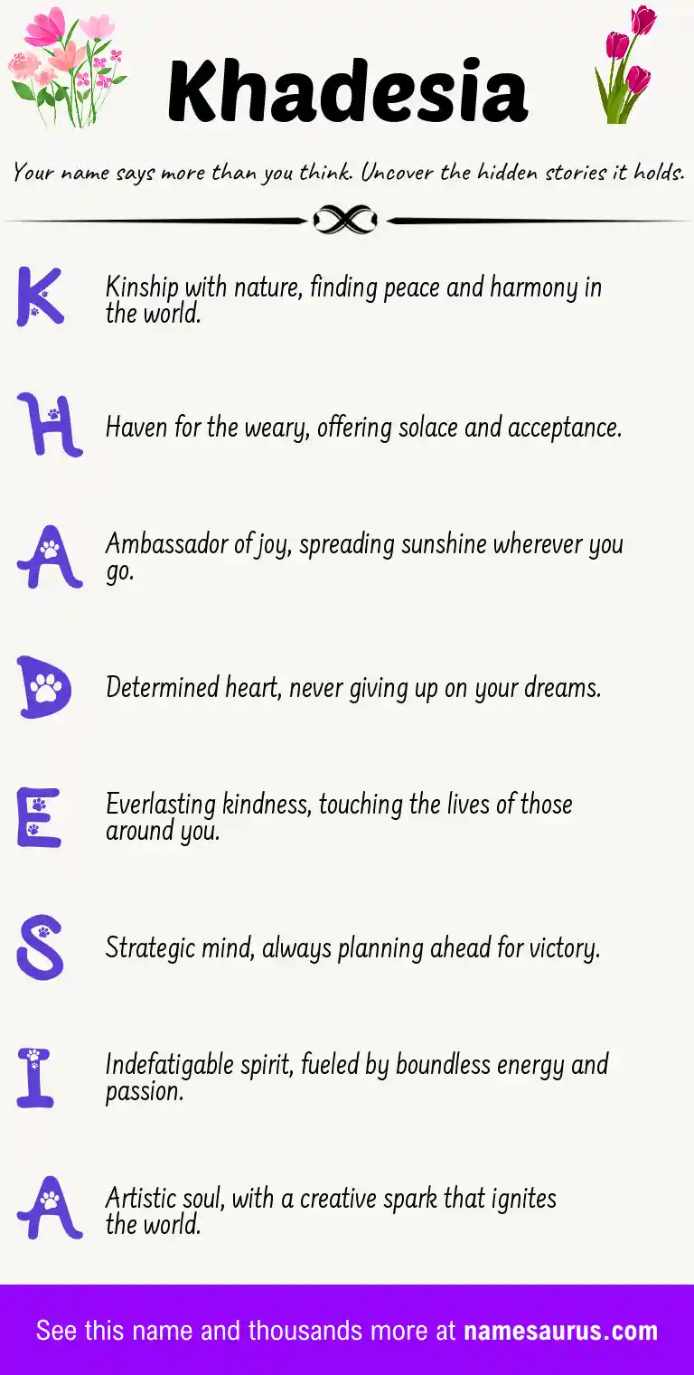 Acrostic poem about Khadesia.