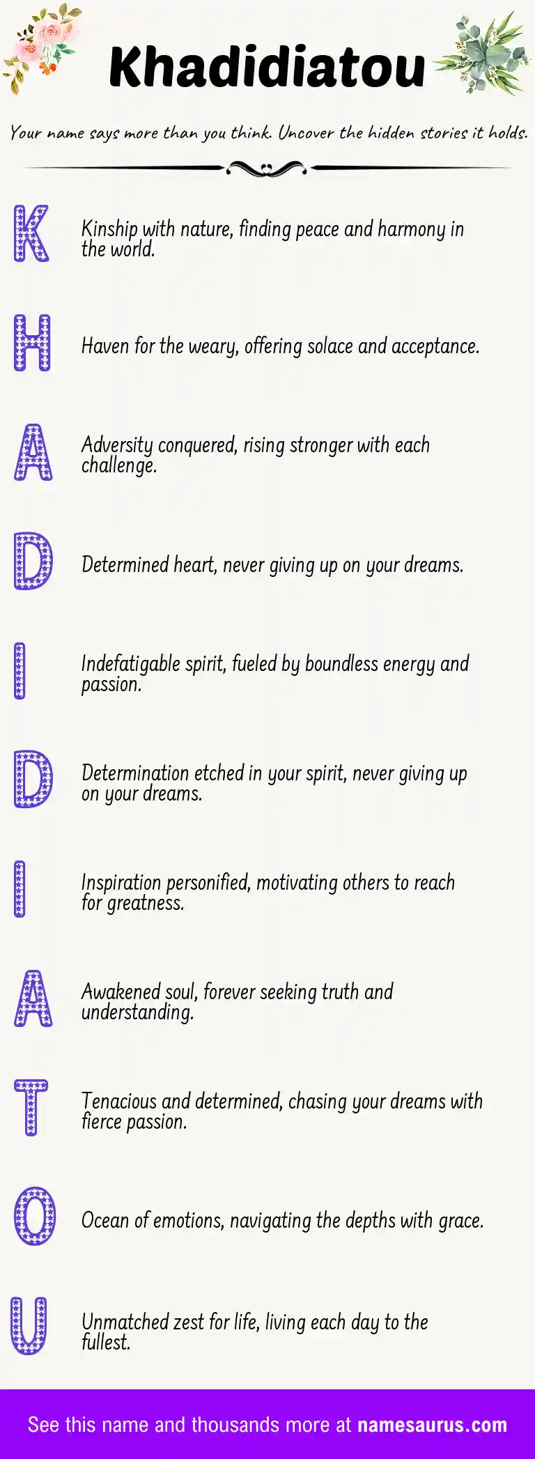 Acrostic poem about Khadidiatou.