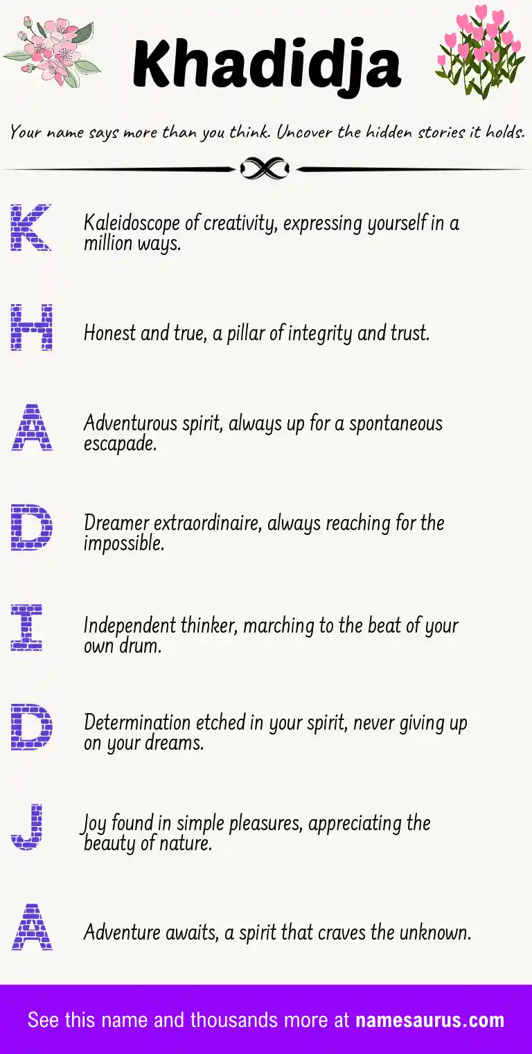 Acrostic poem about Khadidja.