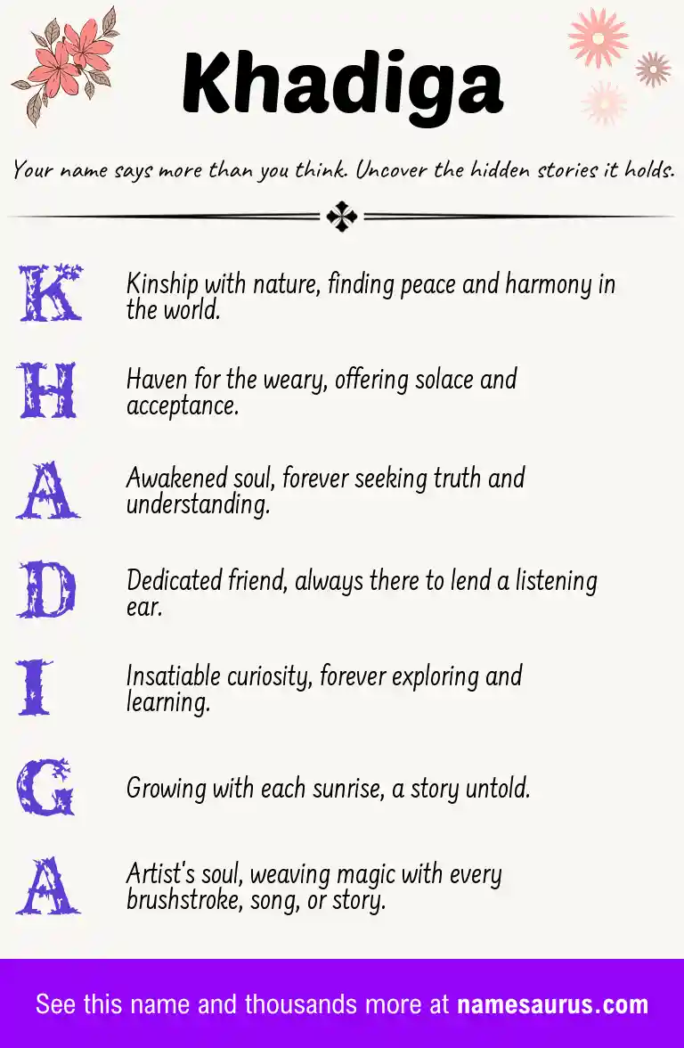 Acrostic poem about Khadiga.