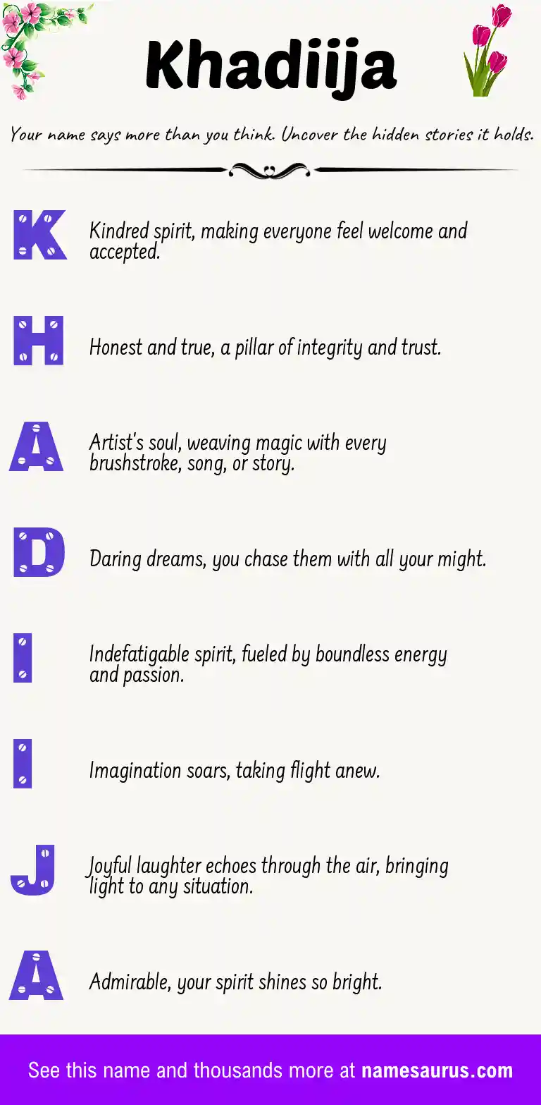 Acrostic poem about Khadiija.