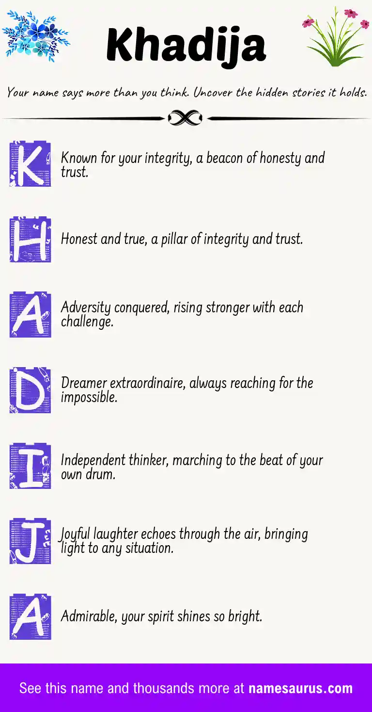 Acrostic poem about Khadija.