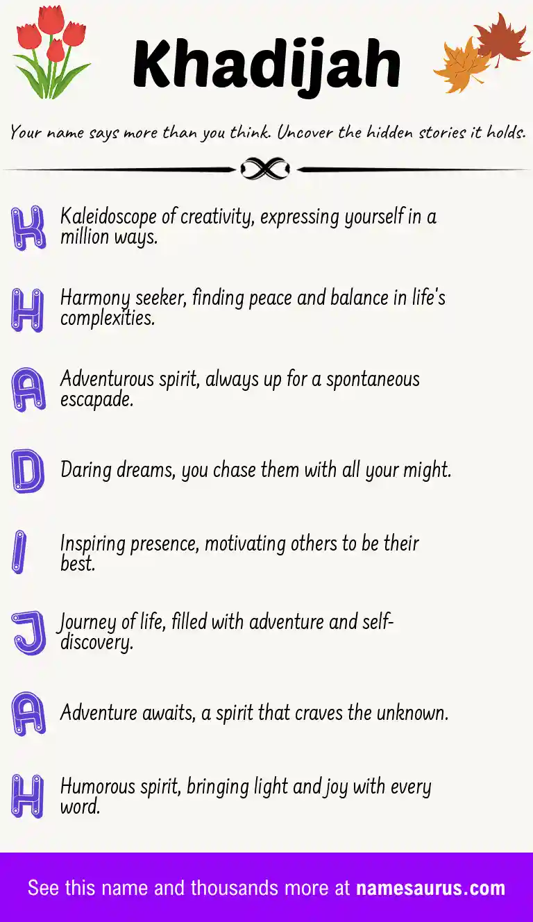 Acrostic poem about Khadijah.