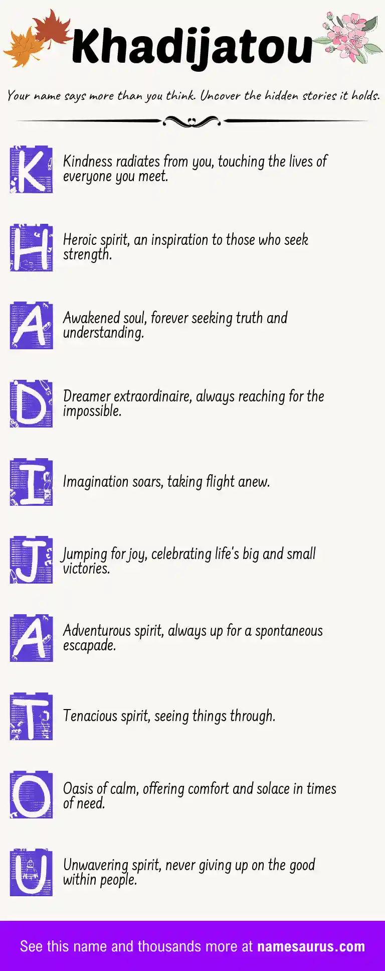 Acrostic poem about Khadijatou.