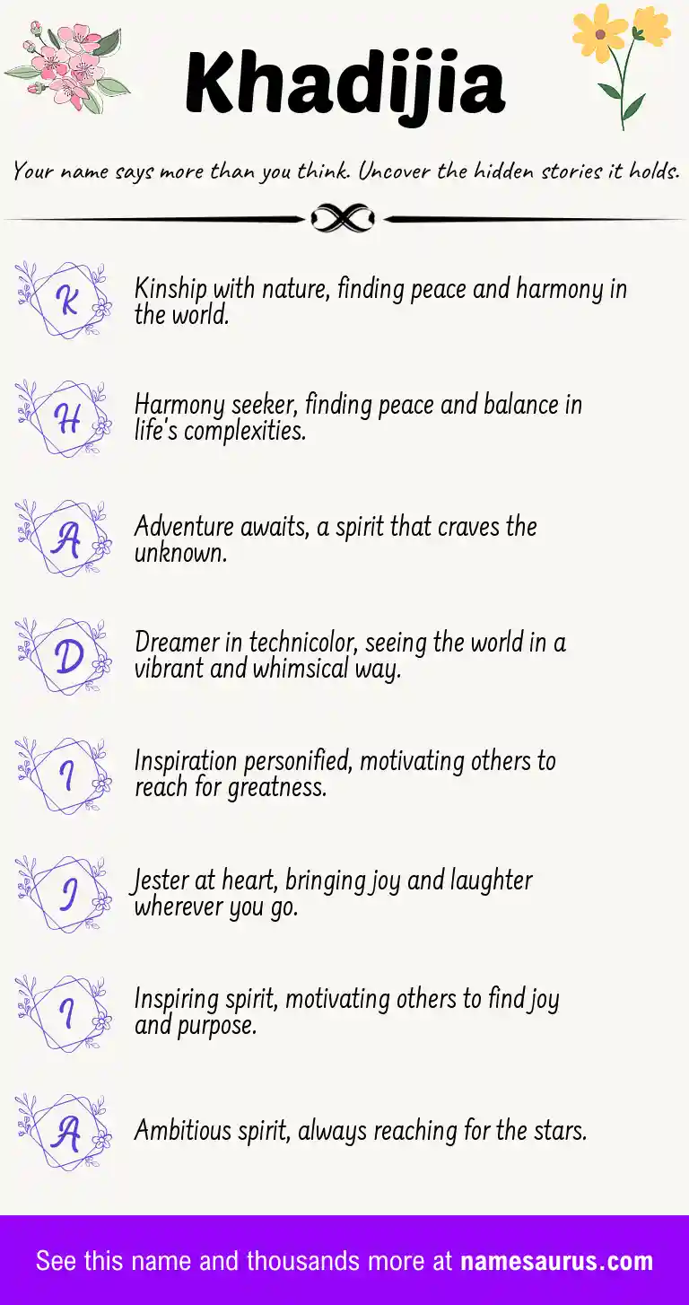 Acrostic poem about Khadijia.