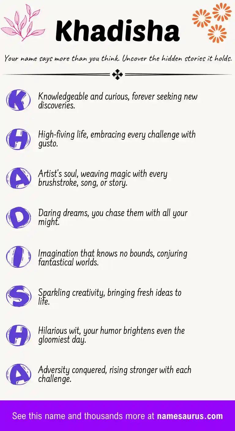 Acrostic poem about Khadisha.