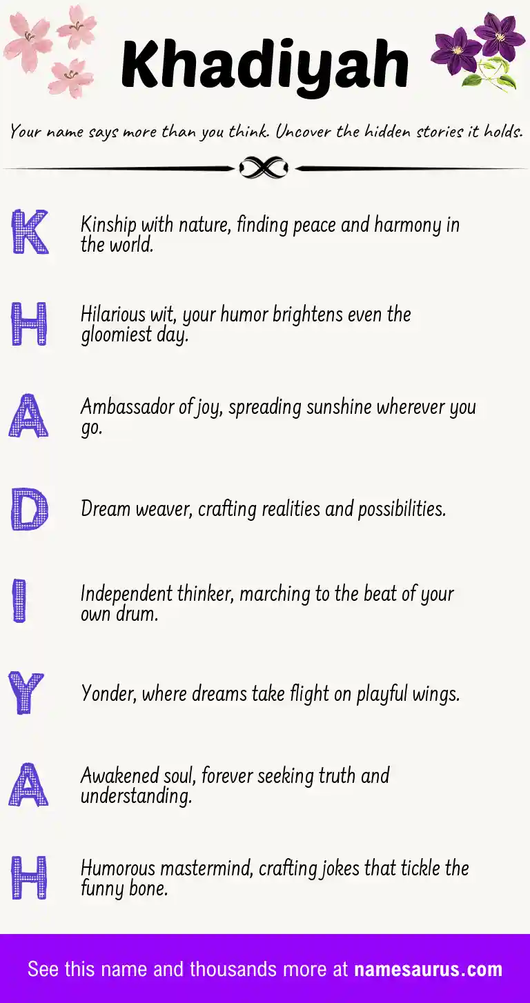 Acrostic poem about Khadiyah.