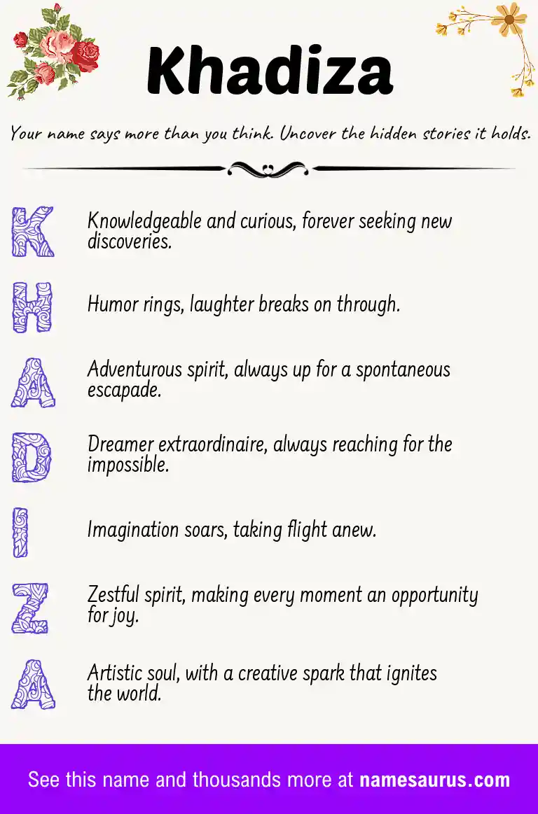 Acrostic poem about Khadiza.