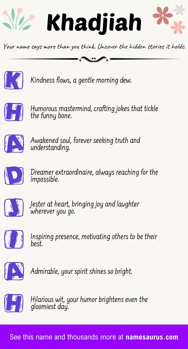 Acrostic poem about Khadjiah.