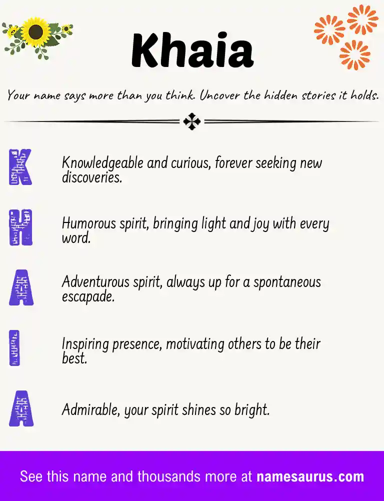 Acrostic poem about Khaia.