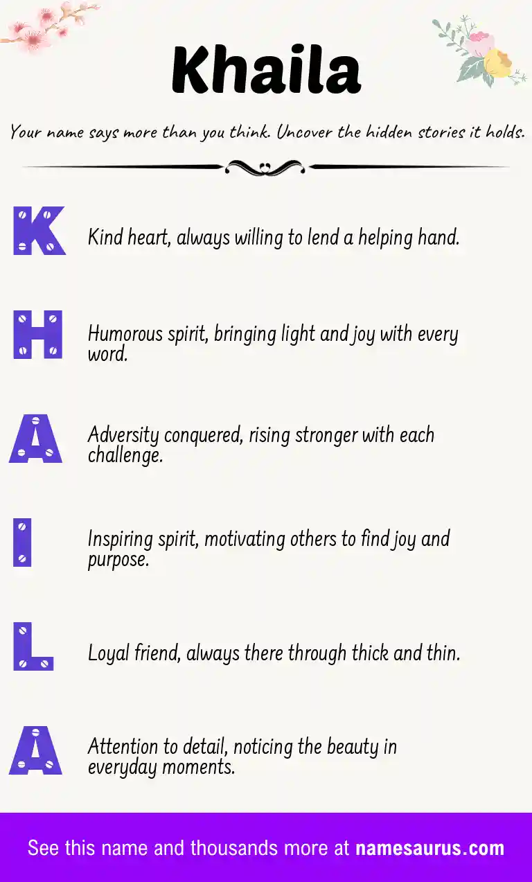 Acrostic poem about Khaila.
