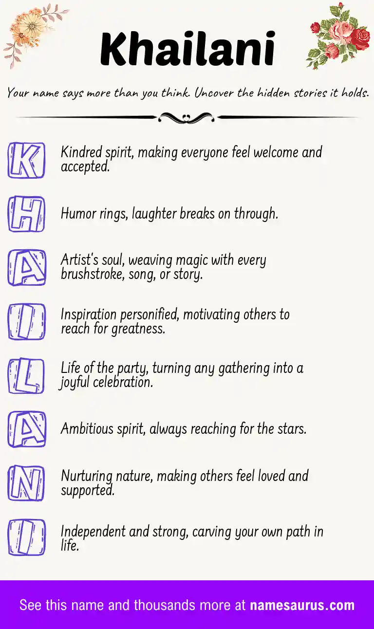 Acrostic poem about Khailani.