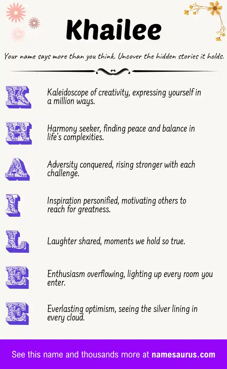 Acrostic poem about Khailee.