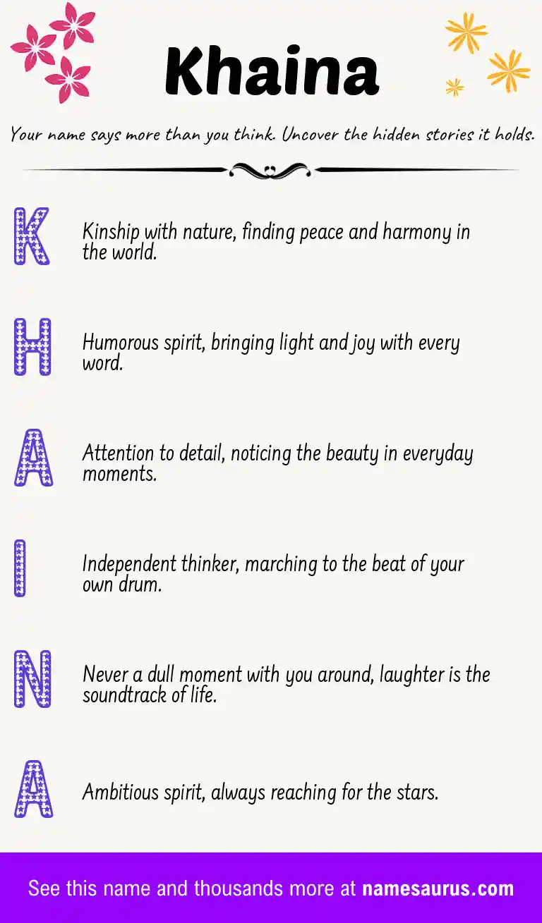 Acrostic poem about Khaina.