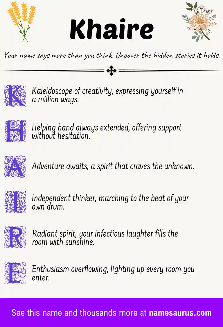 Acrostic poem about Khaire.