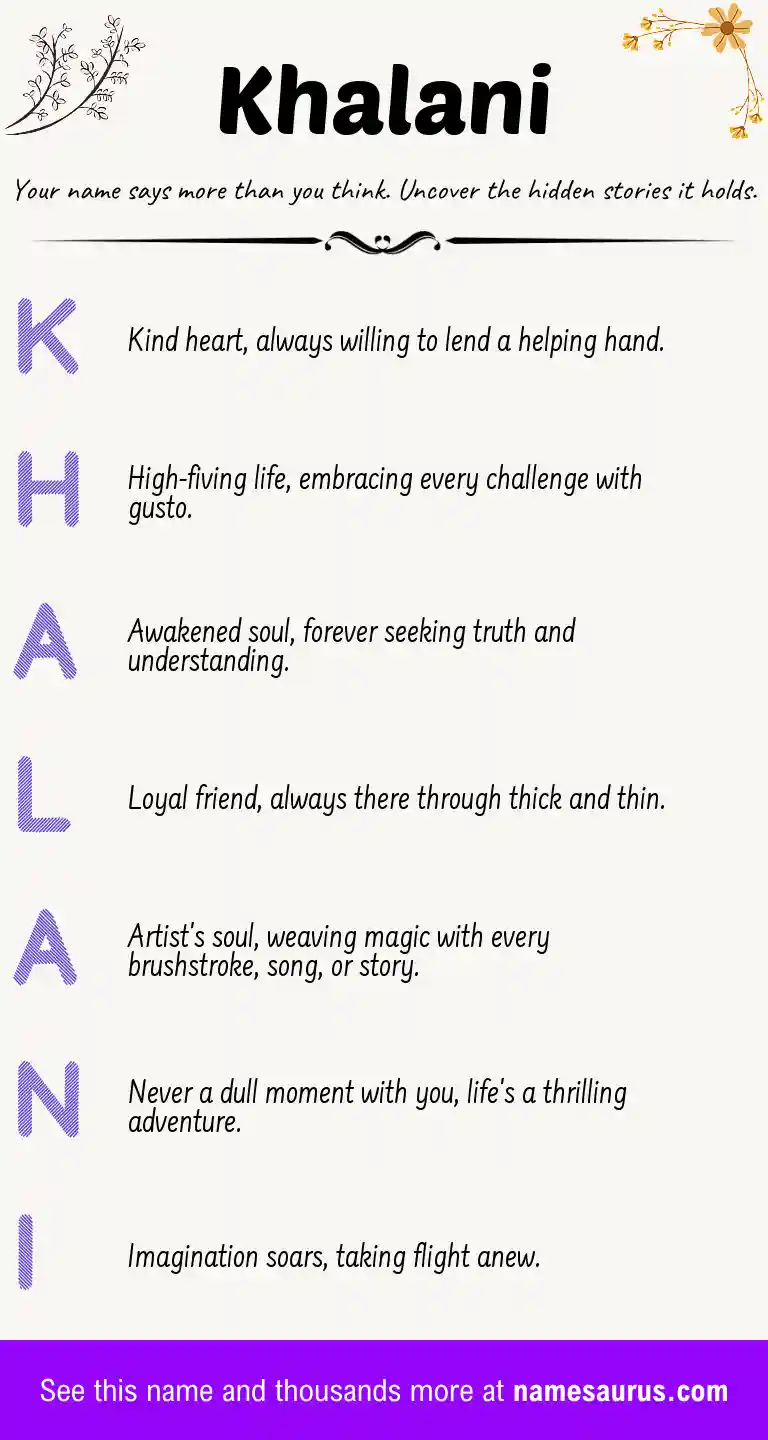 Acrostic poem about Khalani.