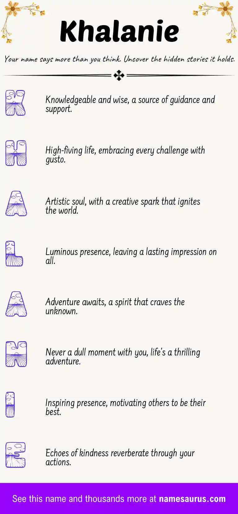 Acrostic poem about Khalanie.