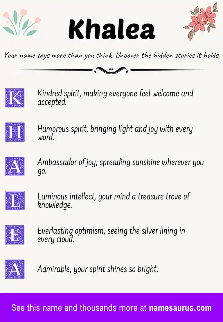 Acrostic poem about Khalea.