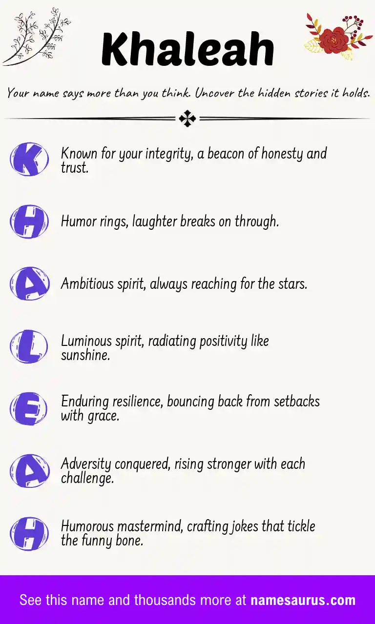 Acrostic poem about Khaleah.