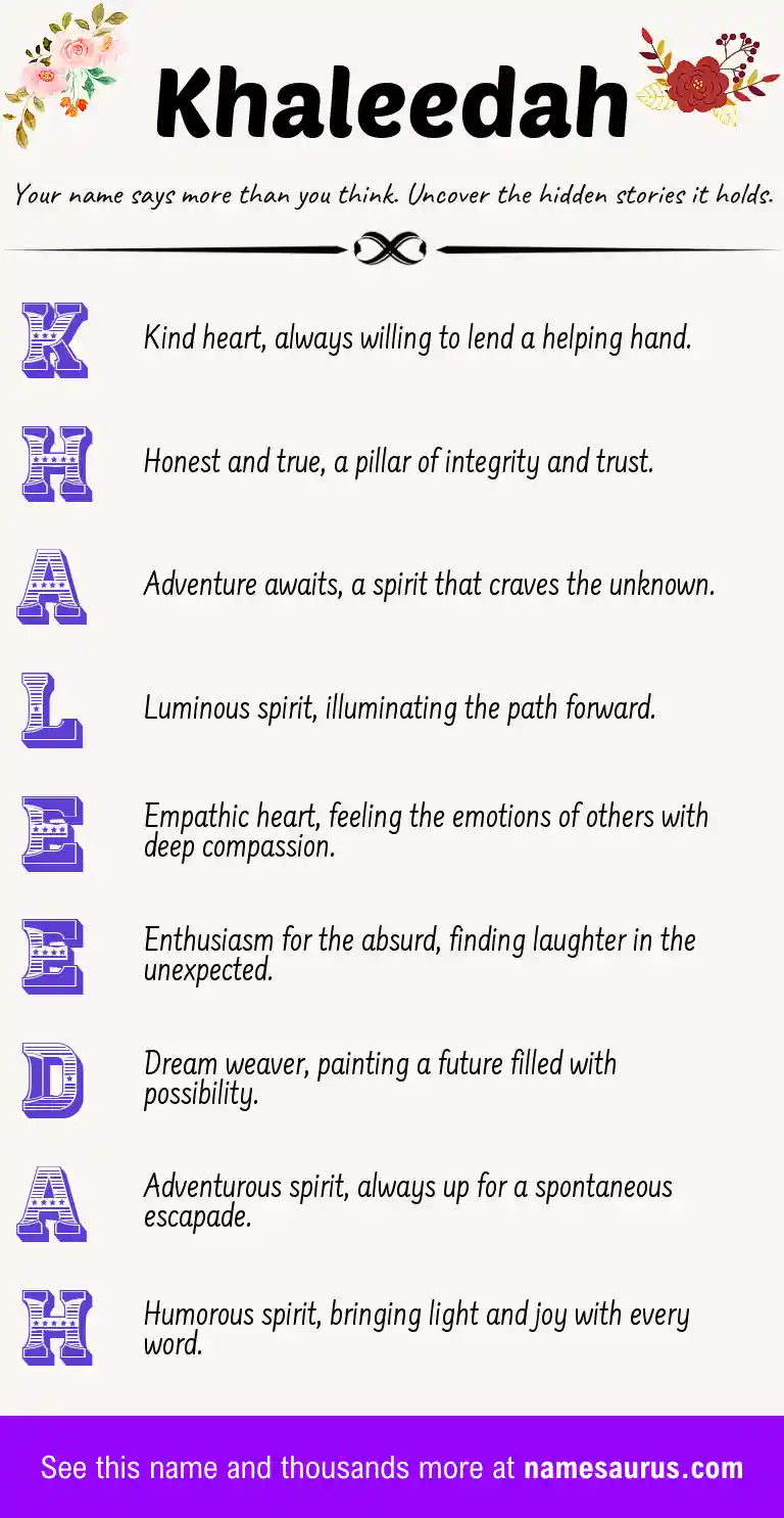 Acrostic poem about Khaleedah.
