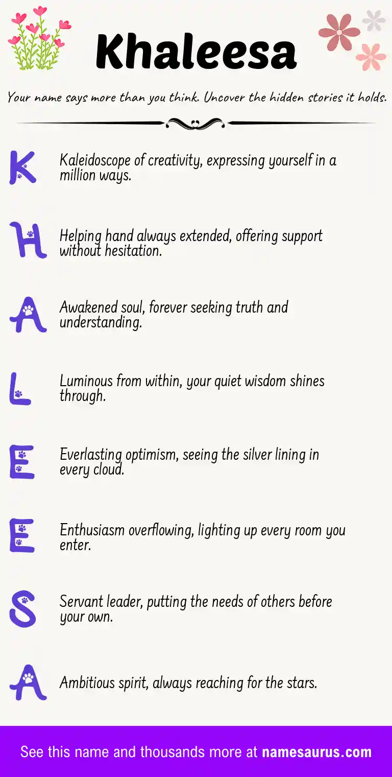 Acrostic poem about Khaleesa.
