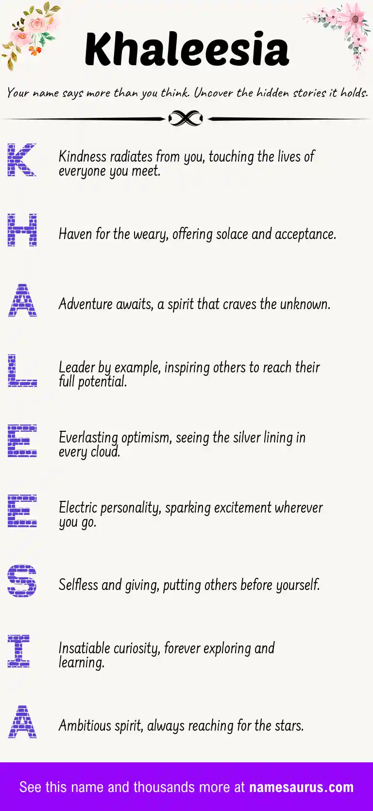 Acrostic poem about Khaleesia.