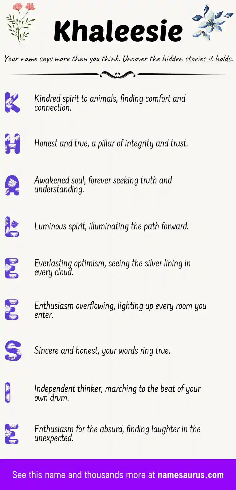 Acrostic poem about Khaleesie.
