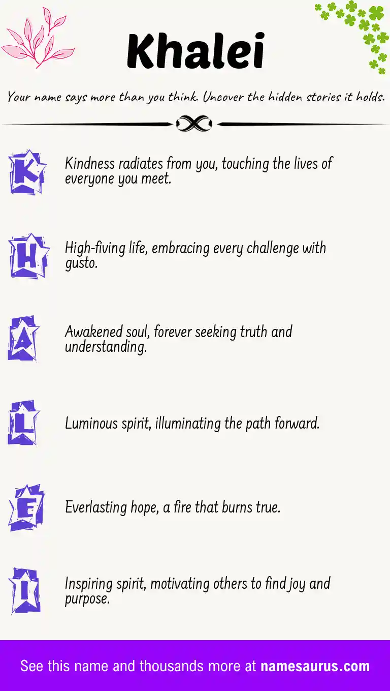 Acrostic poem about Khalei.