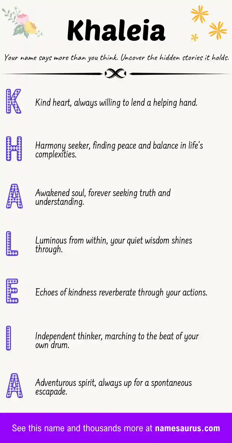 Acrostic poem about Khaleia.
